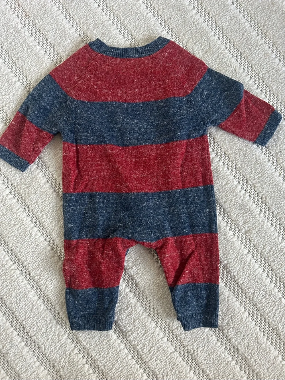 GAP Red & Navy Striped Knit Baby Footie